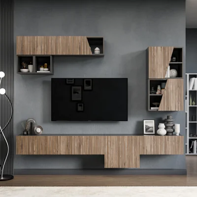 The Range Kotor Wall Mounted Entertainment Center - Black and Alina Pattern