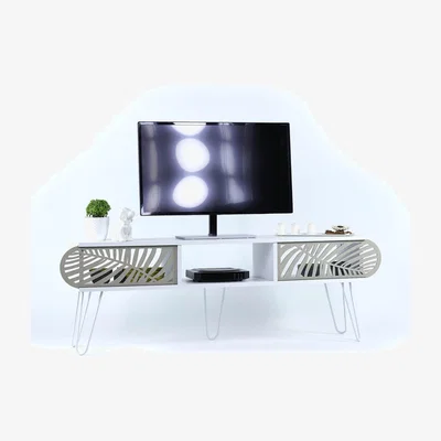 The Range Vivense Illia Maxi TV Stand 150 cm White Top and White Leg - White