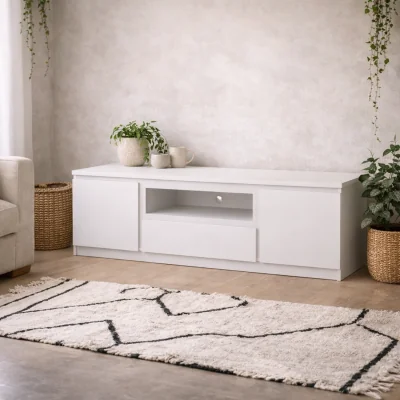 The Range Hemingway Gloss TV Unit 2 Doors 1 Drawer - White