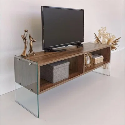 The Range Major TV Unit Walnut 120 cm Tv404 Transparent Walnut - Transparent & Walnut