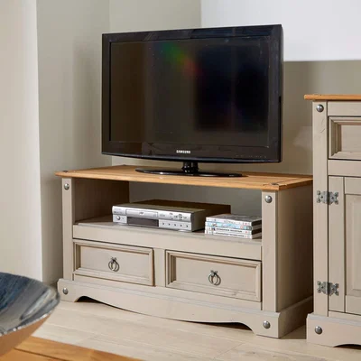 The Range Corona Rustic 2 Drawer TV Stand Storage Unit - Grey
