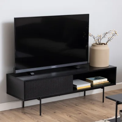 The Range Angus TV Unit with 1 Sliding Door in Black - Black