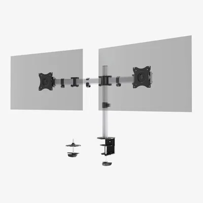 The Range Durable SELECT Monitor Mount Desk Clamp for 2 Screens Gloss Silver - Silver