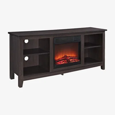The Range Toro Rustic Fireplace TV Stand - Dark Mahogany