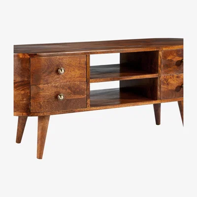 The Range 4 Drawer Solid Dark Brown Wood TV Unit   - Brown