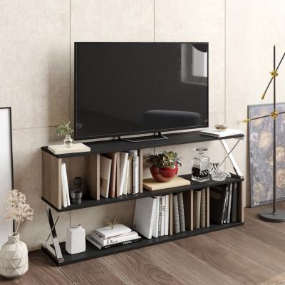 The Range Termassini 140cm Wide TV Stand - Black, Walnut and Chrome  - Black, Walnut and Chrome