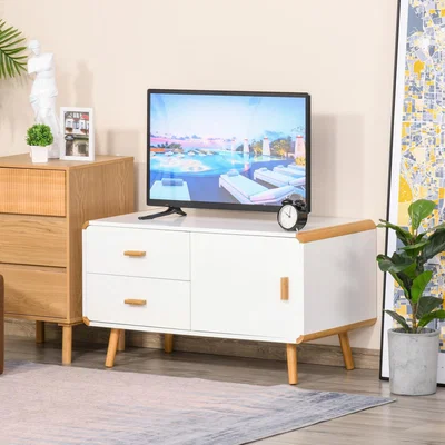 The Range TV Stand Table Cabinet - White, Nature Wood