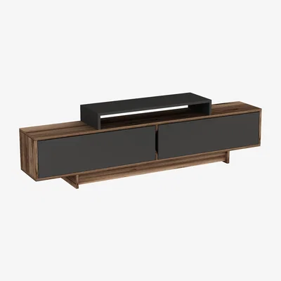 The Range TV Stand and Entertainment Centre with Storage Cabinets - Light Walnut & Anthracite
