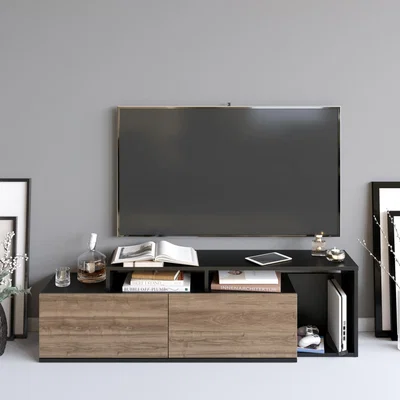 The Range Black and Walnut Nex 150cm Wide TV Stand for TVs up to 55''  - Black and Walnut