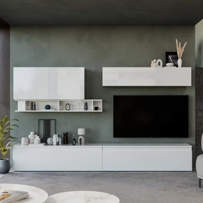 The Range Toronto Wall Mounted Entertainment Center - High gloss White