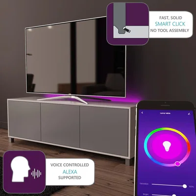 The Range SMART TV Unit with Intelligent Eye Remote & Mood Lighting   - White/Grey