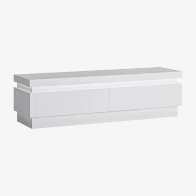 The Range Lyon 2 Drawer TV Cabinet (including LED lighting) in White and High Gloss - White