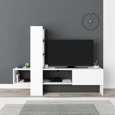 The Range Brisa 3-Tier Modern TV Unit with Integrated Bookcase 50" - White - Anthracite