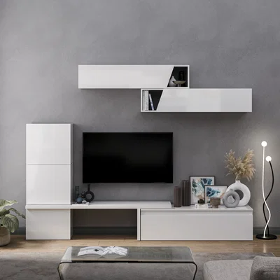 The Range Arad Wall Mounted Entertainment Center - High gloss White
