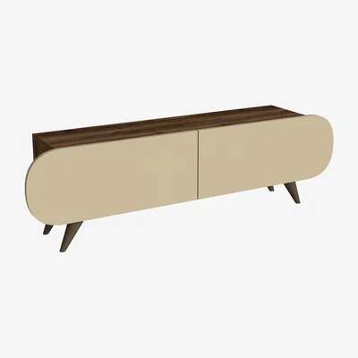 The Range Sagely TV Stand with Cabinets, Shelves - Beige - Light Walnut