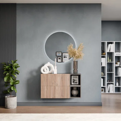 The Range Saka Wall Mounted Entertainment Center - Black and Alina Pattern