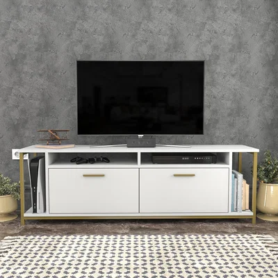 The Range Omar 160 cm Tv Stand White and Gold - White
