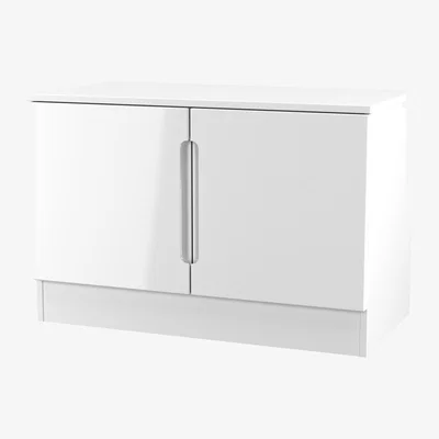 The Range Milan Ready Assembled Compact 2 Door TV  Media Unit - White Gloss & White Matt