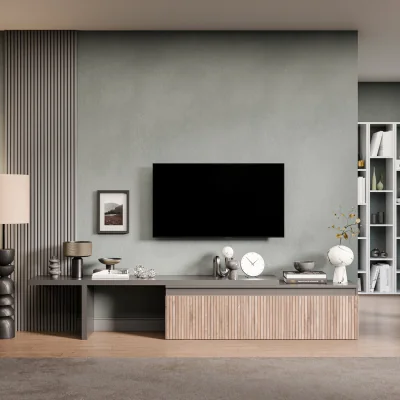 The Range Haarlem Wall Mounted Entertainment Center - Black and Alina Pattern