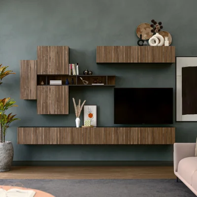 The Range Salamanca Wall Mounted Entertainment Center - Black and Alina Pattern