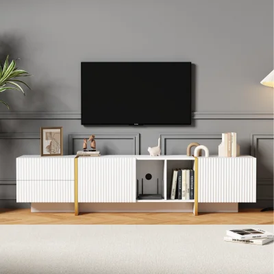 The Range TV Cabinet and Media Console for Living Room - White+Gold