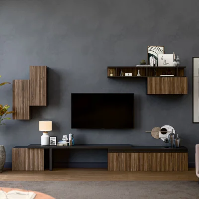 The Range Granada Wall Mounted Entertainment Center - Black and Alina Pattern