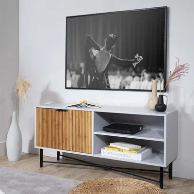 The Range Scandinavian Modern Sleek Bamboo TV Unit - Grey