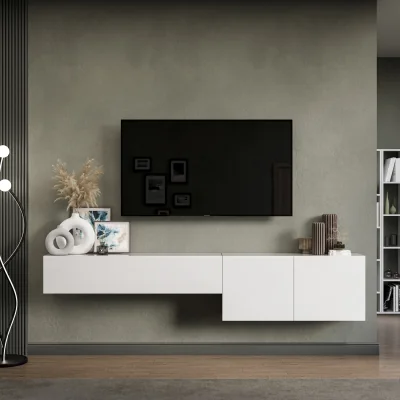 The Range Kumo Wall Mounted Entertainment Center - High gloss White