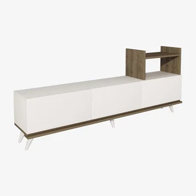 The Range Ezel TV Stand and Entertainment Center - White & Walnut
