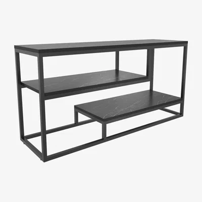 The Range Lorin 120 cm Media Stand for Tvs up to 55" Black Marble Effect - Black - Black Marble Effect