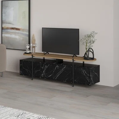 The Range Hanley Modern TV Stand Multimedia Centre TV Unit - Black Marble Effect