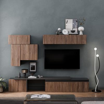 The Range Arles Wall Mounted Entertainment Center - Black and Alina Pattern