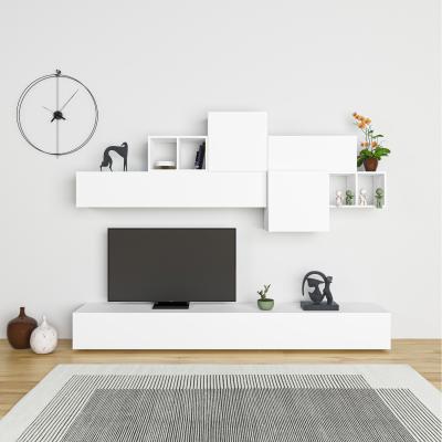 The Range Tromen Modern Tv Unit With Wall Storage Unit - White