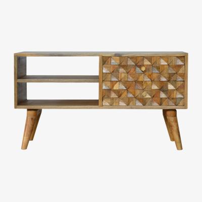 The Range Modern Hand Crafted Diamond Carved Media Unit - Brown