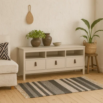The Range Wildberry 3 Drawer TV Unit Cashmere Matt - Cream