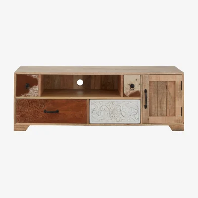 The Range Marwar Mango Wood Media Unit - Multi colour