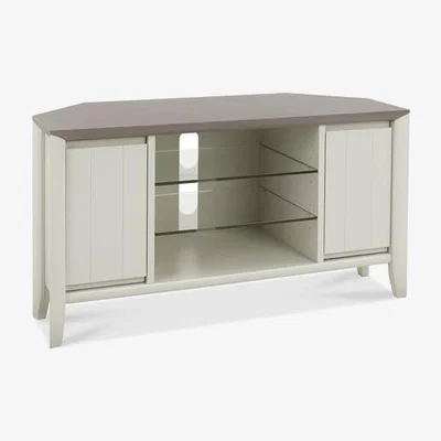 Teddy Beau Bentley Bergen Corner Grey Washed Oak & Soft Grey Rectangular Entertainment Unit
