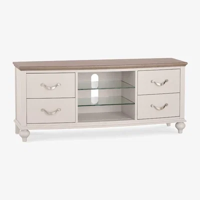 Teddy Beau Bentley Montreux Grey Washed Oak And Soft Grey Rectangular Entertainment Unit