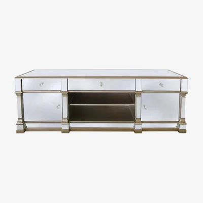 Teddy Beau Deco Home Athens Gold Mirrored TV Entertainment Stand – Large