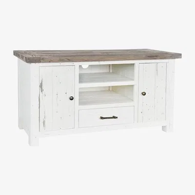 Teddy Beau Rowico Purbeck Two Tone Distressed White TV Unit Cabinet