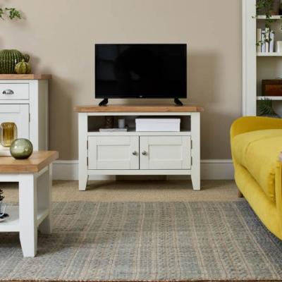 Woods Furniture Tetbury Painted Oak Corner TV Unit