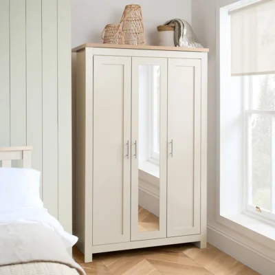 Arighi Bianchi Burwick 3DR Wardrobe with Mirror, Cream