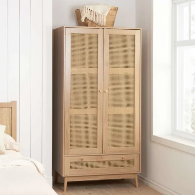 Arighi Bianchi Washington Rattan Wardrobe, Oak