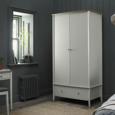 Arighi Bianchi Runswick Scandi Oak & Soft Grey Double Wardrobe