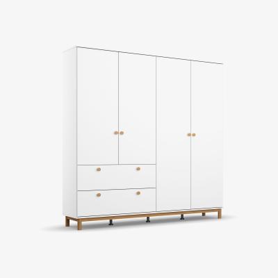 Barker and Stonehouse Kalix 4 Door 2 Drawer Hinged Wardrobe 181cm, White | Barker & Stonehouse