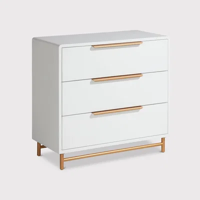 Barker and Stonehouse Gemini 3 Drawer Chest, White | Barker & Stonehouse