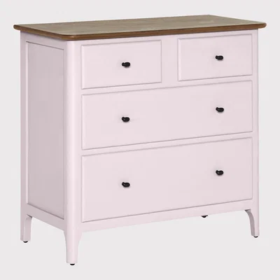 Barker and Stonehouse Painted Collection Oakley 4 Drawer Chest, Pink | Barker & Stonehouse