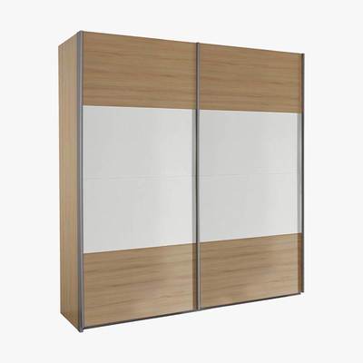 Barker and Stonehouse Kloss 2 Door Sliding Wardrobe, Sonomo Oak and White Glass