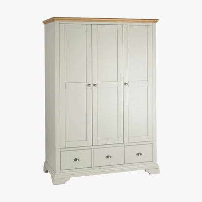 Barker and Stonehouse Carrington Triple Wardrobe, Soft Grey and Oak