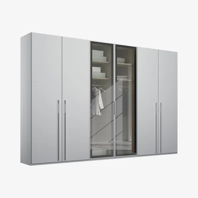 Barker and Stonehouse Kacey 6 Door Wardrobe 2 Glass Doors H235cm, Grey | Barker & Stonehouse